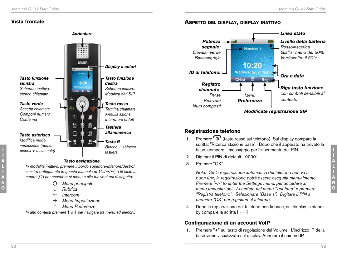 Snom M9 quick start Vista frontale, Registrazione telefono, Configurazione di un account VoIP 