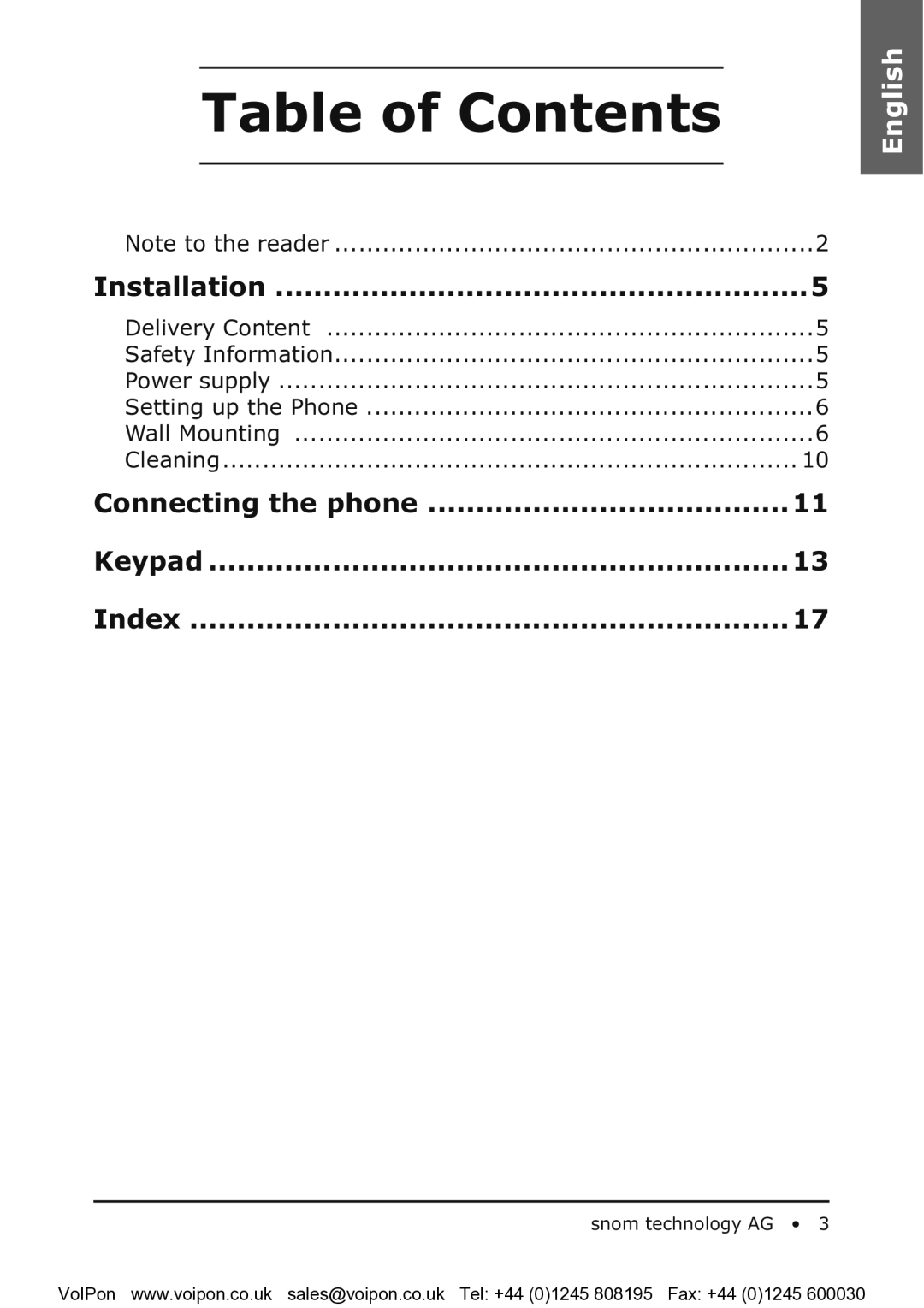 Snom snom 370 manual Table of Contents 