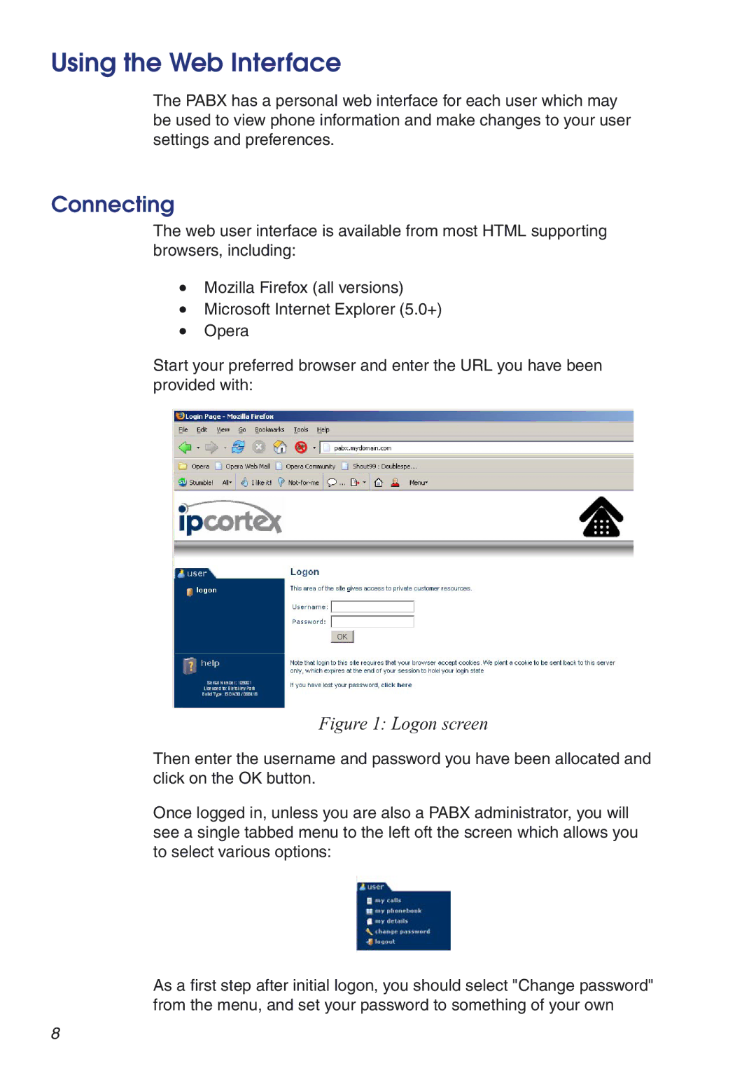 Snom VoIP PABX manual Using the Web Interface, Connecting 