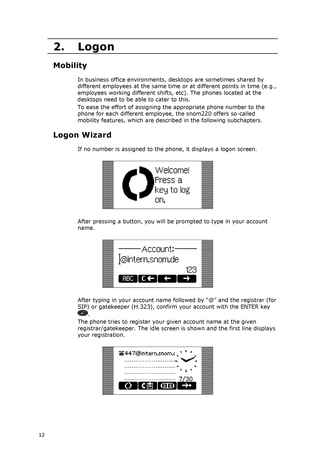 Snom VoIP Phone manual Mobility, Logon Wizard 