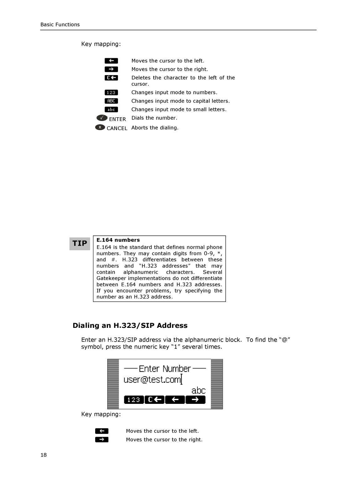 Snom VoIP Phone manual Dialing an H.323/SIP Address, Key mapping 