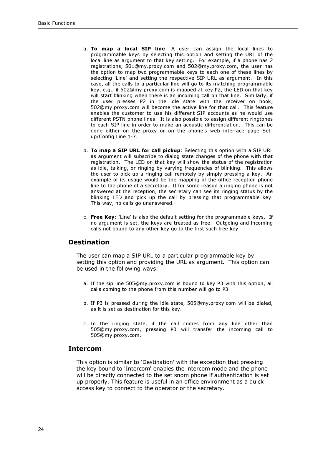 Snom VoIP Phone manual Destination, Intercom 