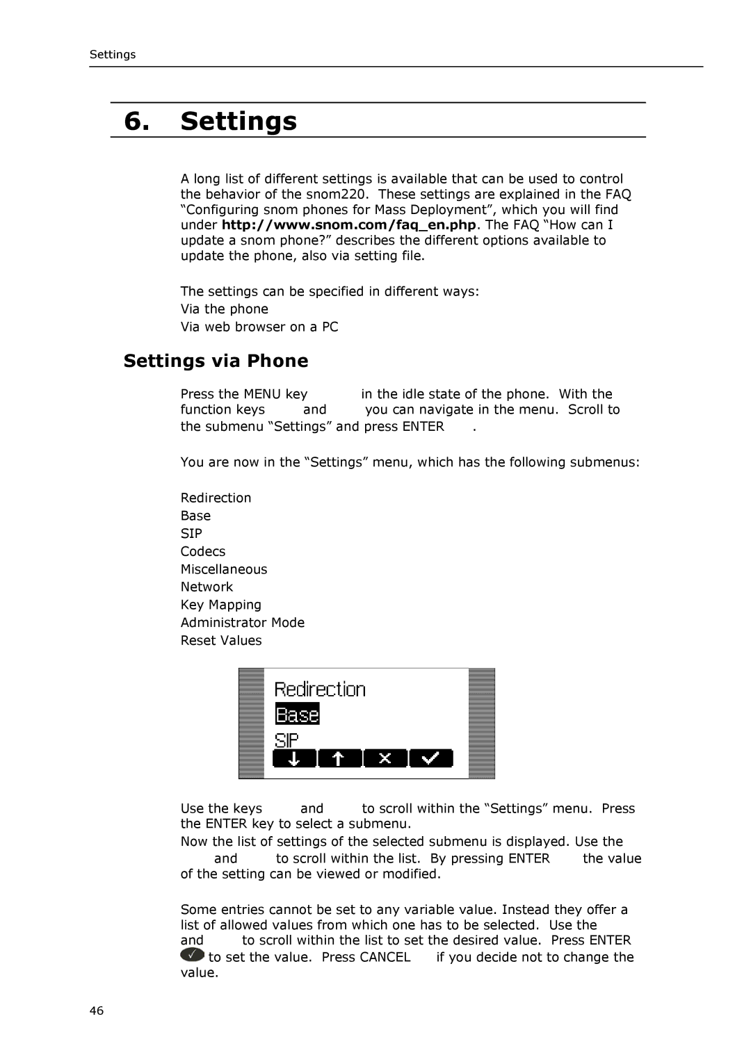 Snom VoIP Phone manual Settings via Phone 