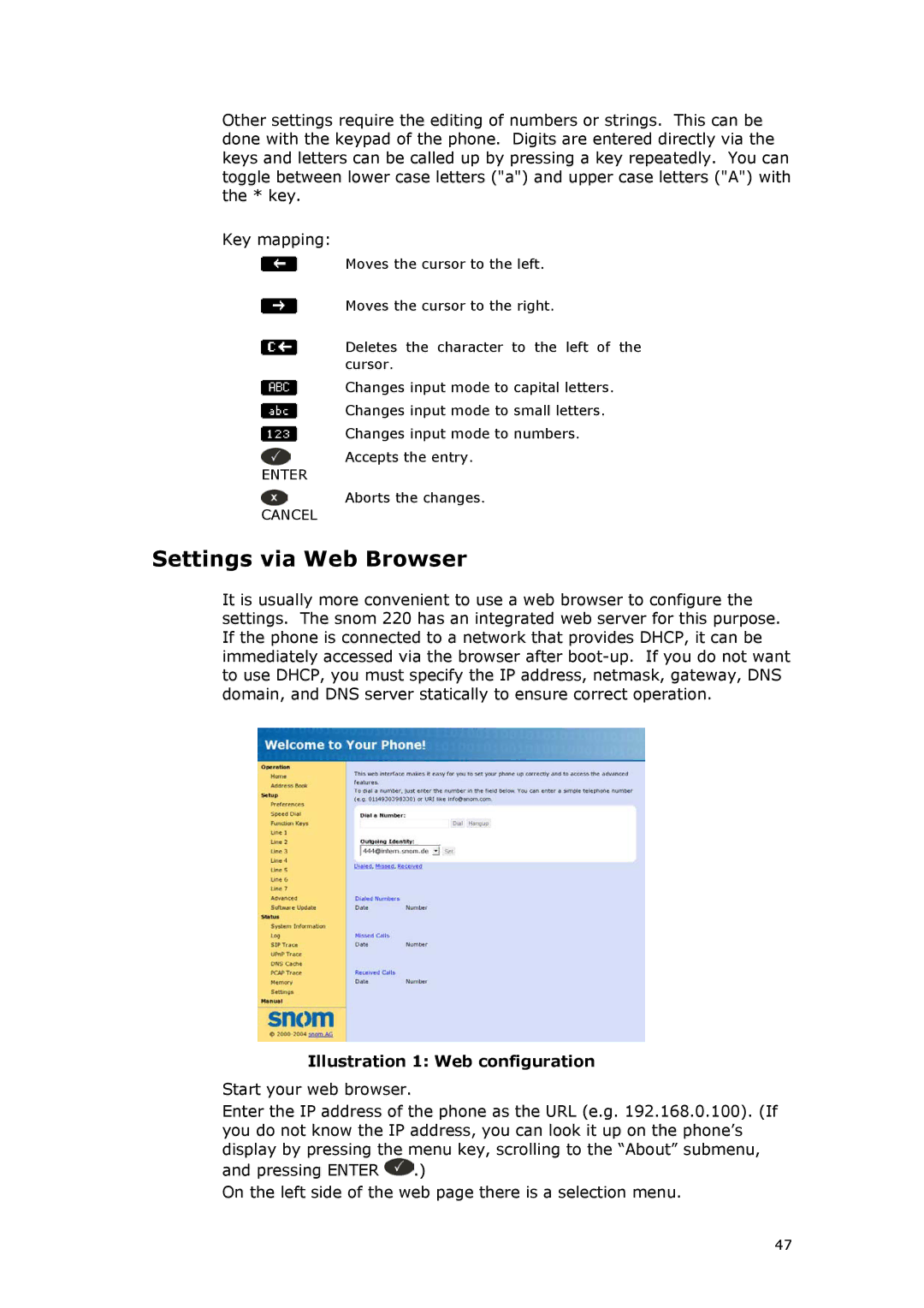 Snom VoIP Phone manual Settings via Web Browser, Illustration 1 Web configuration 