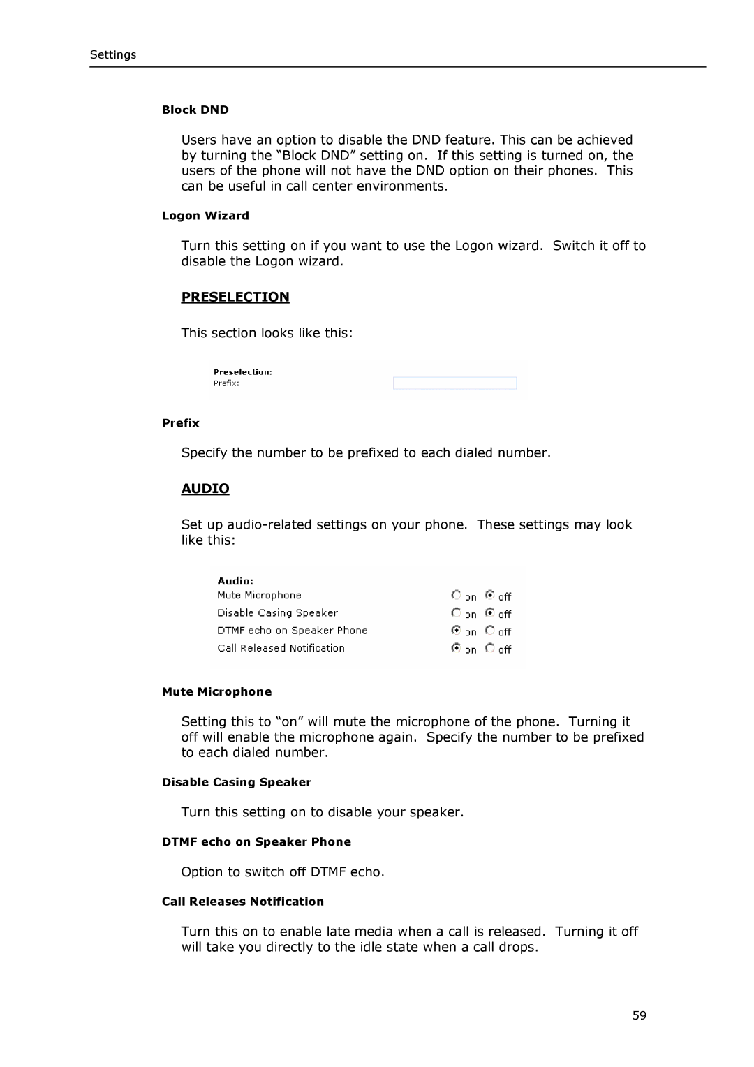 Snom VoIP Phone manual Preselection, Audio 