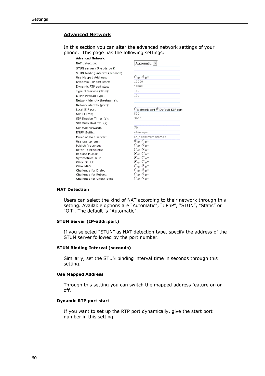 Snom VoIP Phone manual Advanced Network 