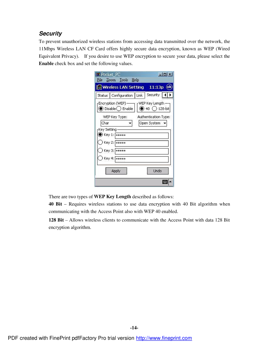 Socket Mobile 11Mbps manual Security 