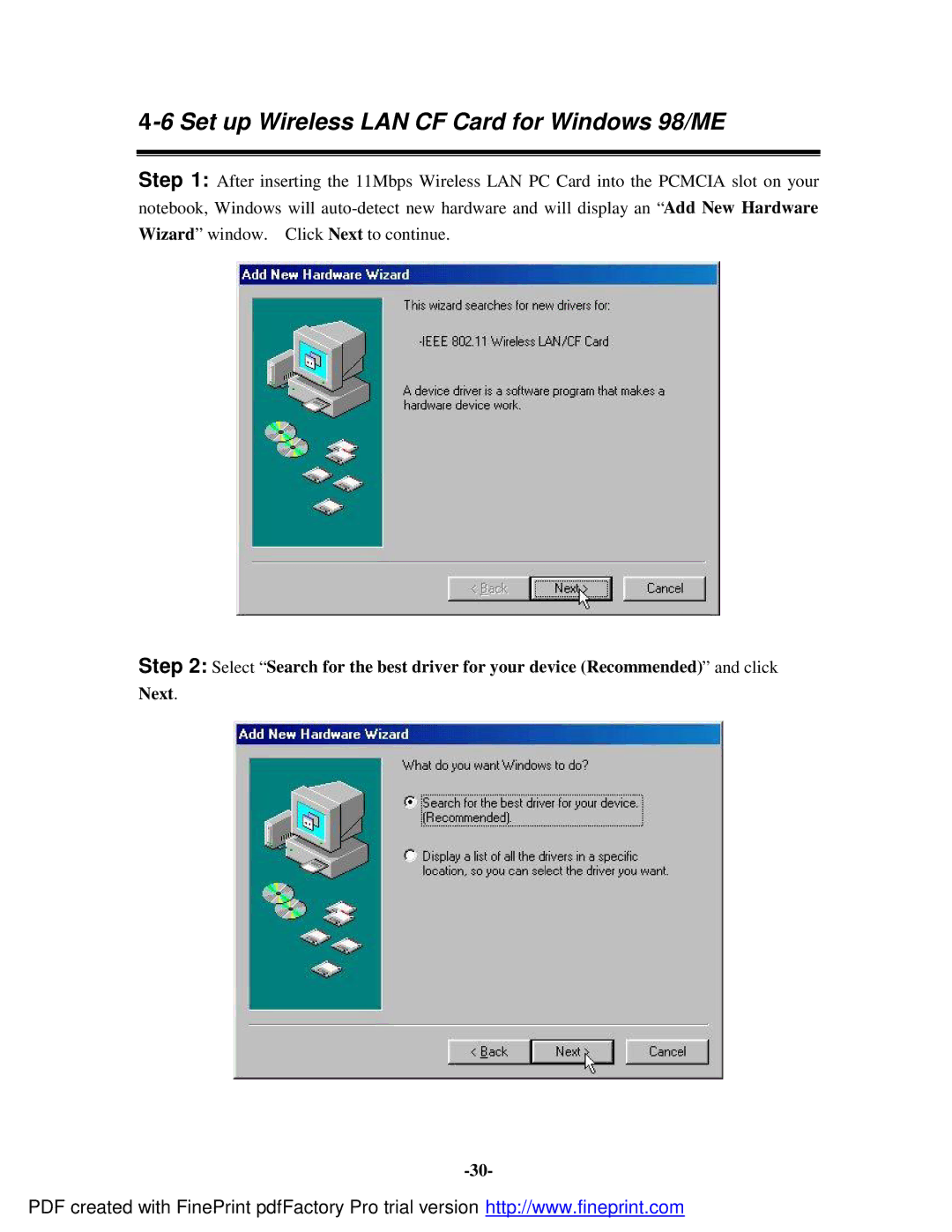 Socket Mobile 11Mbps manual Set up Wireless LAN CF Card for Windows 98/ME 