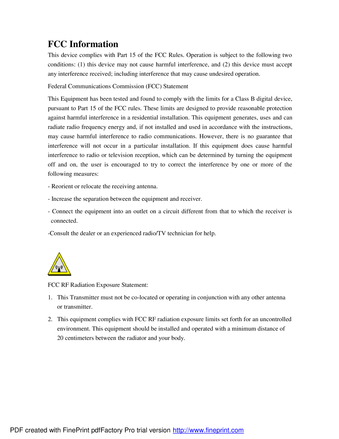 Socket Mobile 11Mbps manual FCC Information 