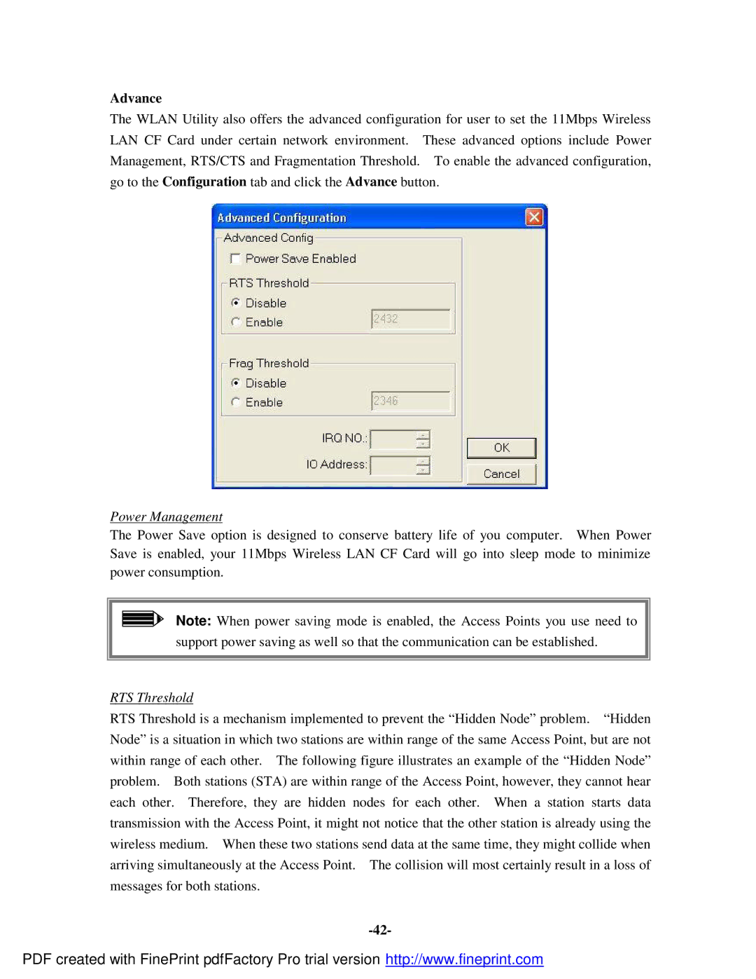 Socket Mobile 11Mbps manual Advance, Power Management 