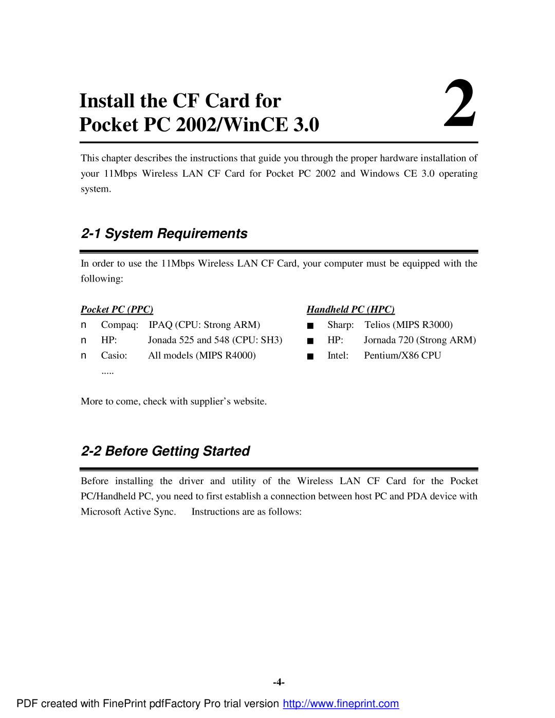 Socket Mobile 11Mbps manual System Requirements, Before Getting Started 