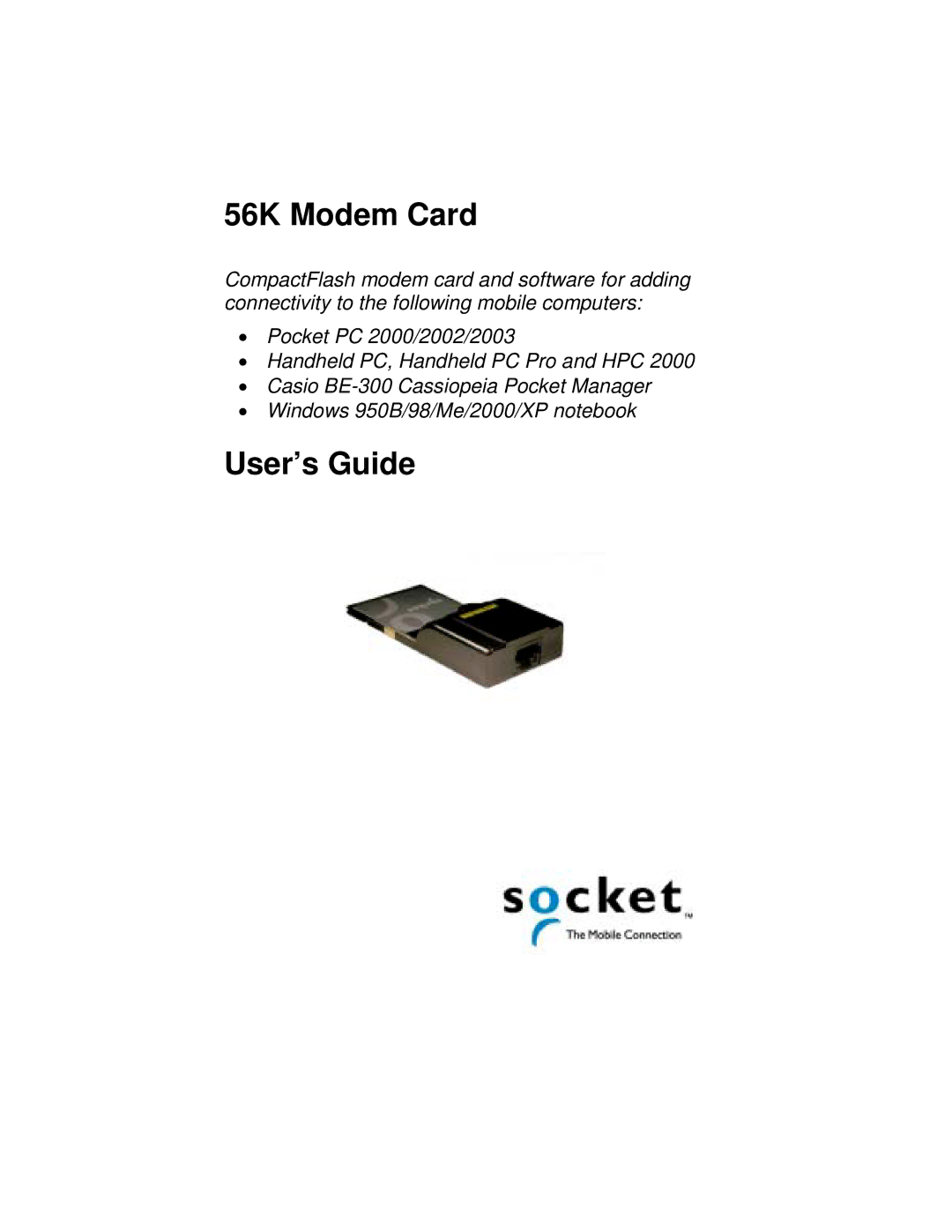 Socket Mobile 56K Modem Card manual 