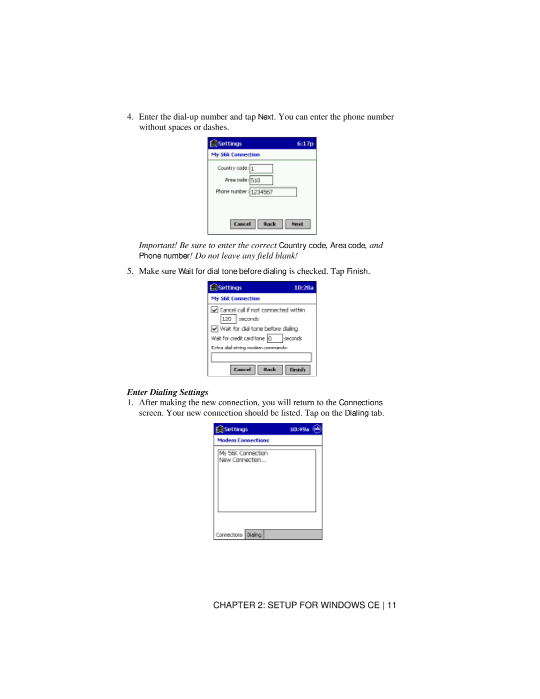 Socket Mobile 56K Modem Card manual Enter Dialing Settings 