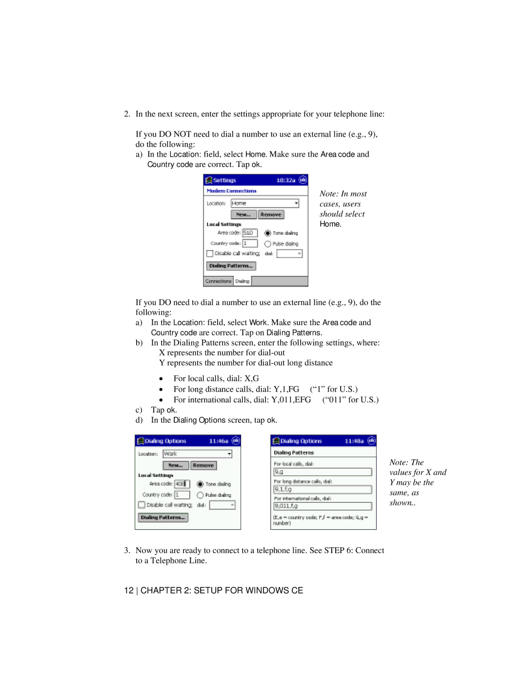 Socket Mobile 56K Modem Card manual Country code are correct. Tap on Dialing Patterns 