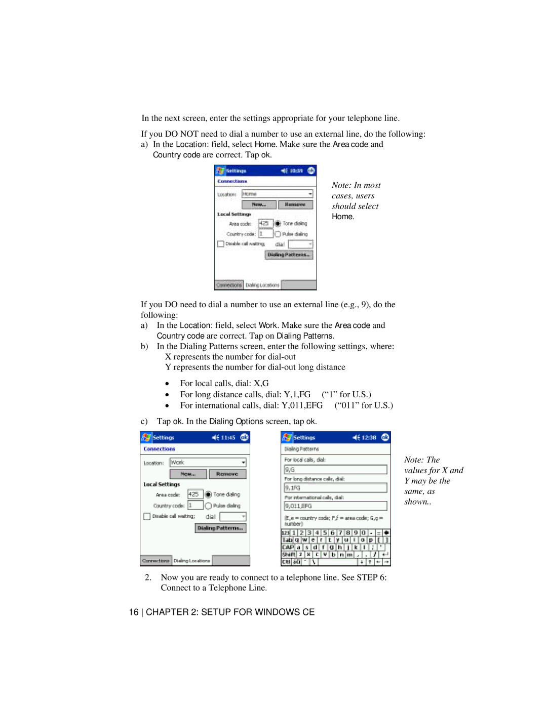 Socket Mobile 56K Modem Card manual Country code are correct. Tap on Dialing Patterns 