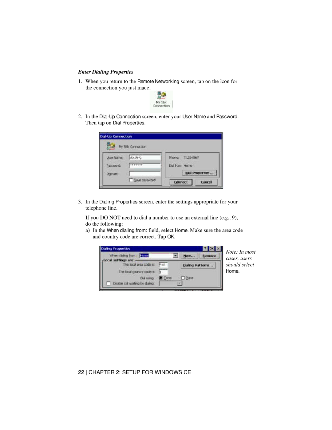 Socket Mobile 56K Modem Card manual Enter Dialing Properties 