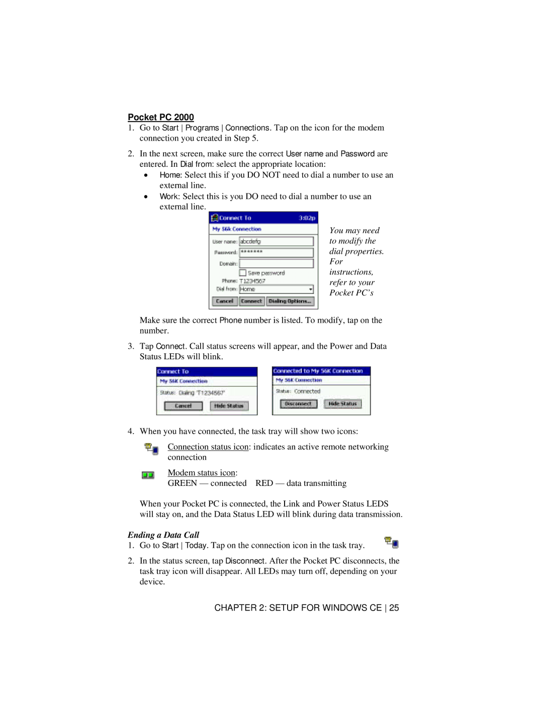 Socket Mobile 56K Modem Card manual Ending a Data Call 