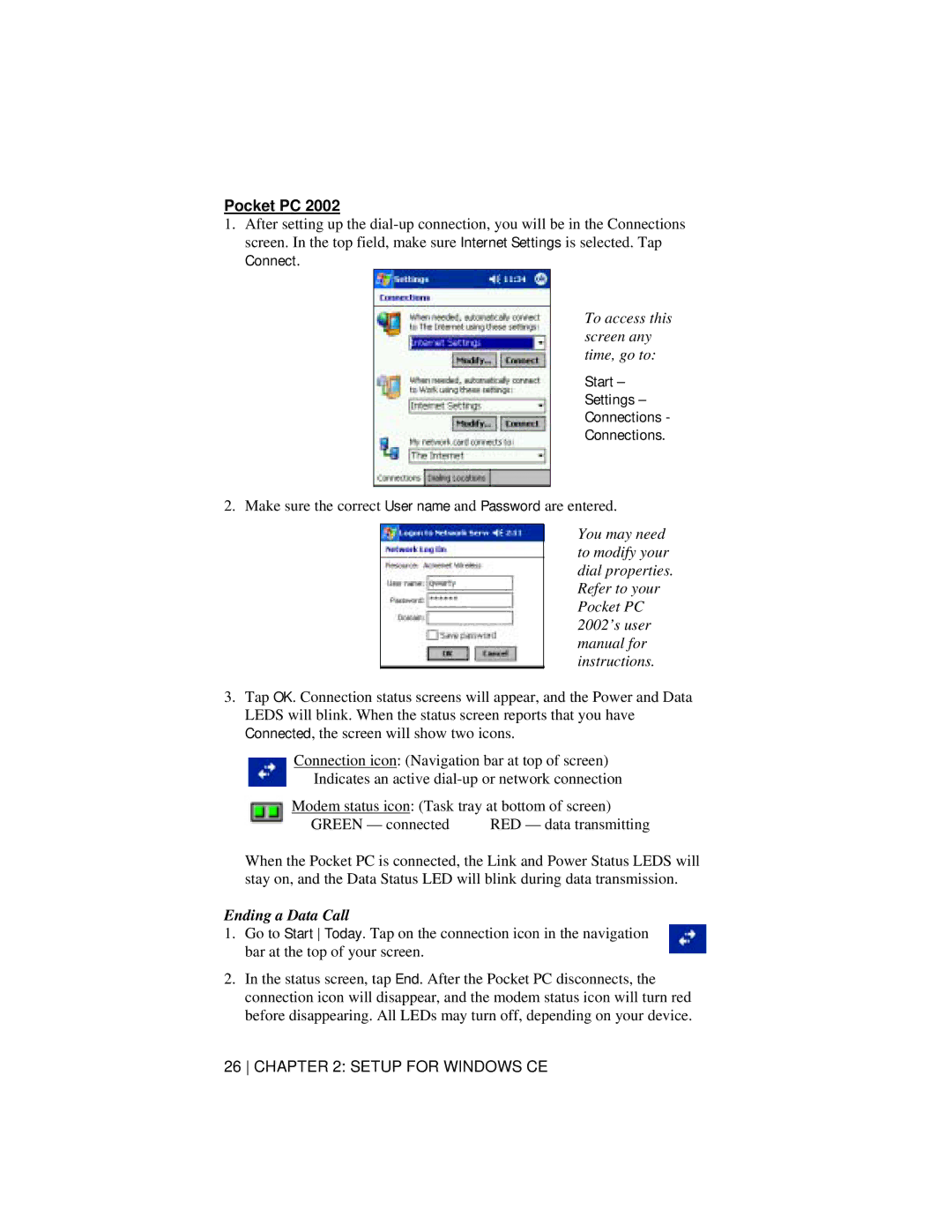 Socket Mobile 56K Modem Card manual Start Settings Connections 