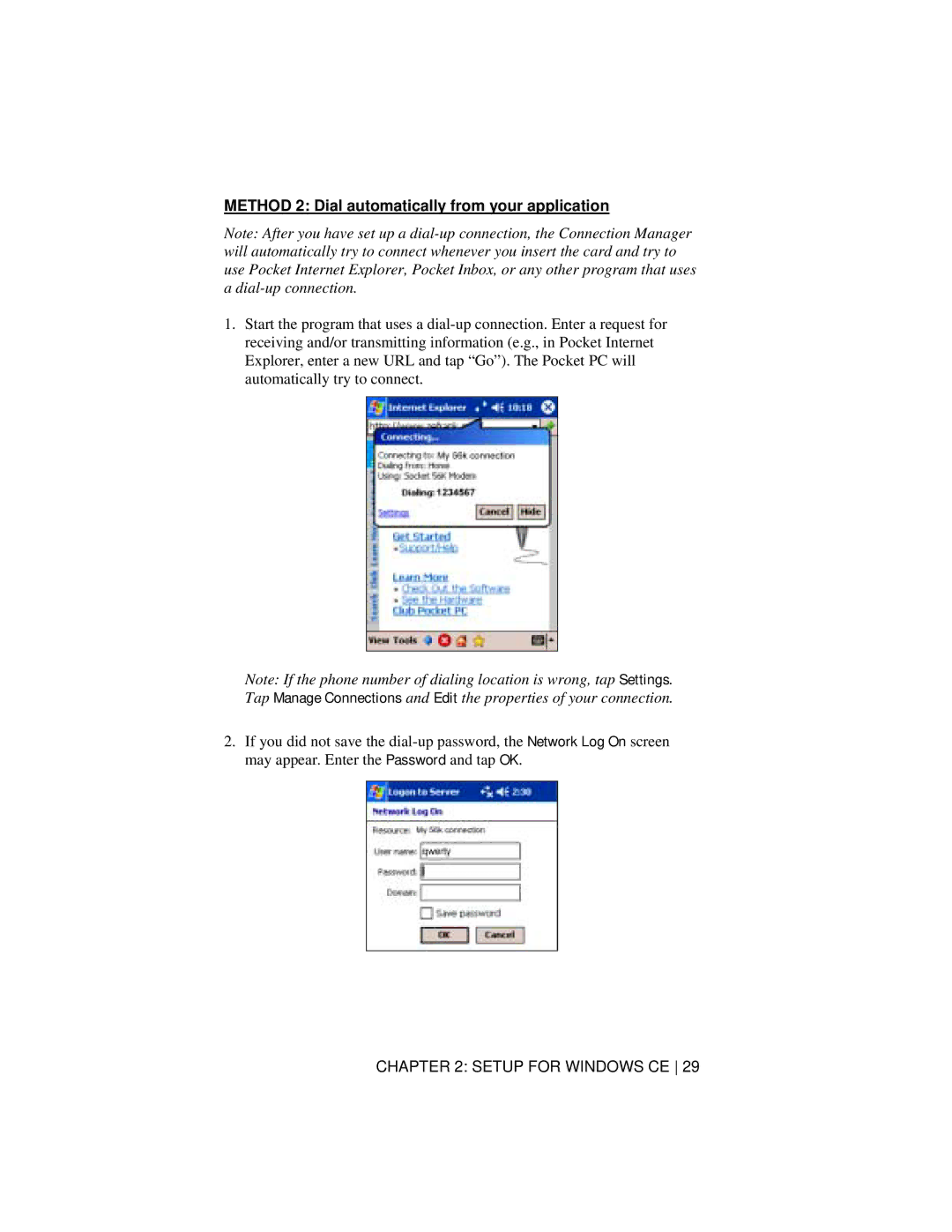 Socket Mobile 56K Modem Card manual Method 2 Dial automatically from your application 