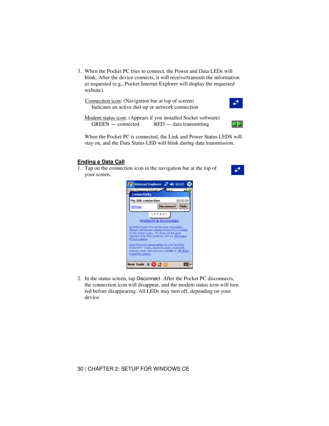 Socket Mobile 56K Modem Card manual Ending a Data Call 