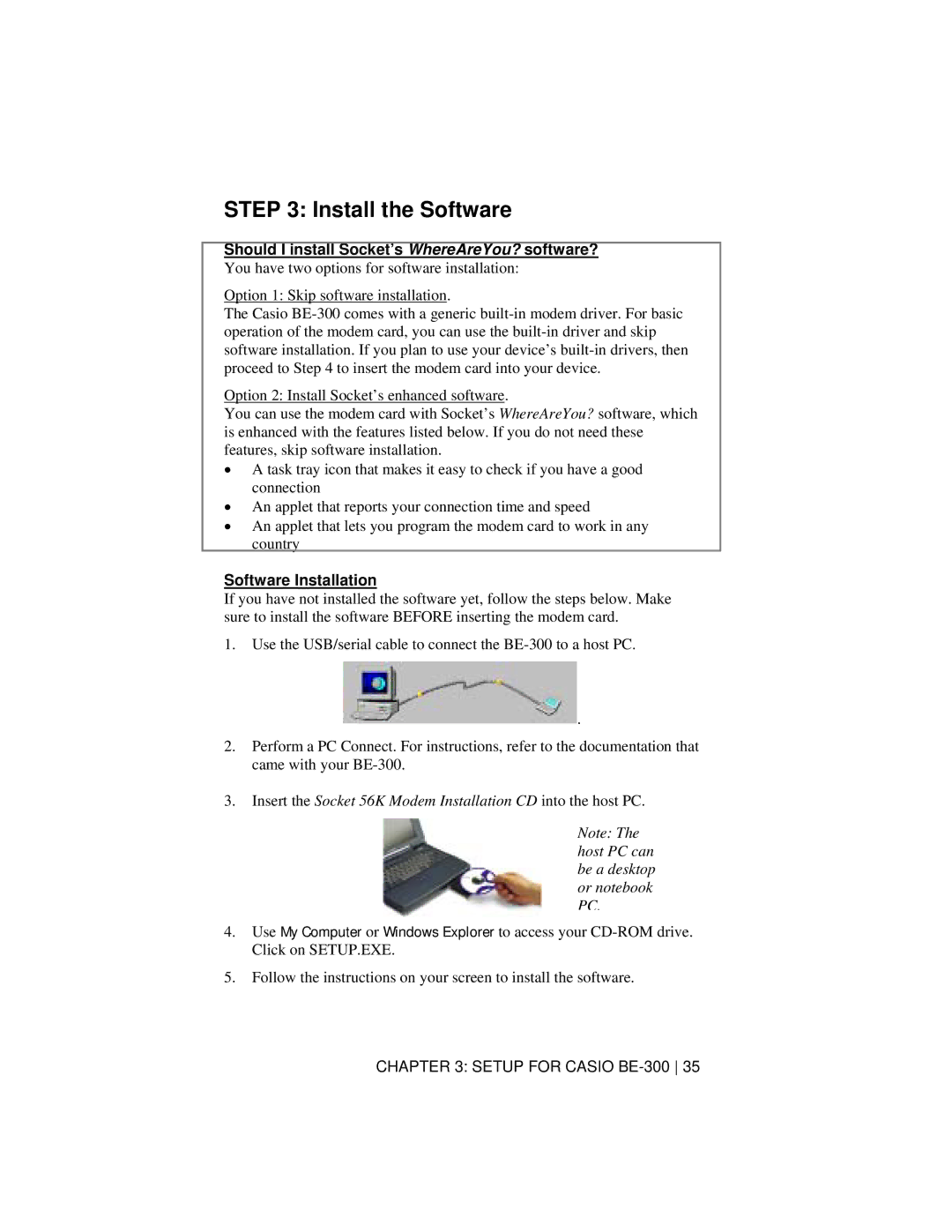 Socket Mobile 56K Modem Card manual Install the Software 