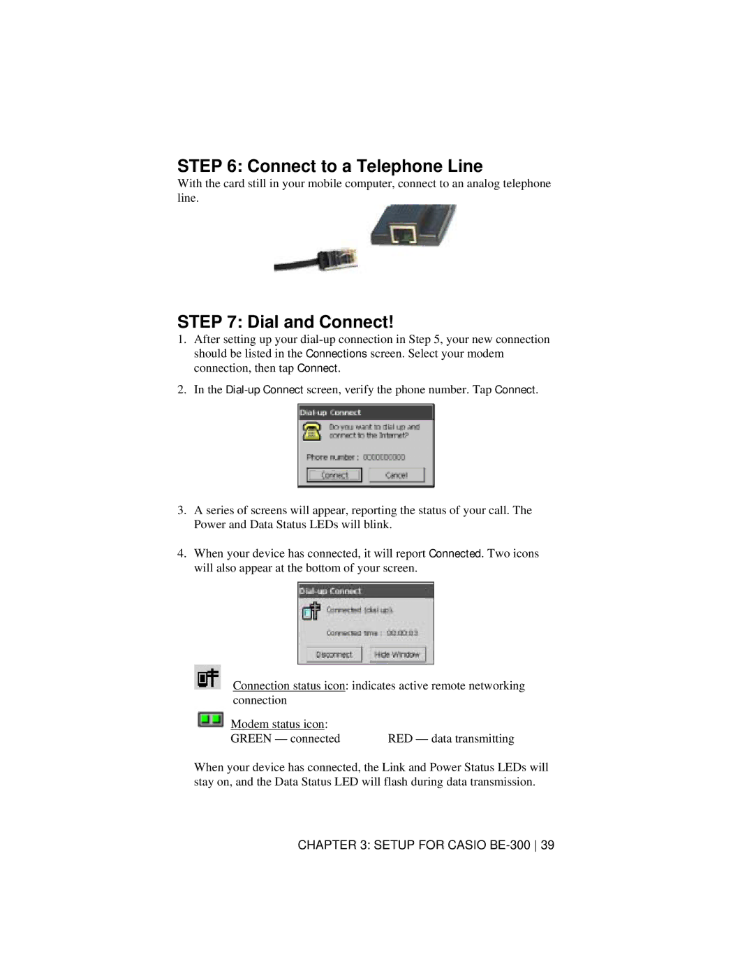 Socket Mobile 56K Modem Card manual Connect to a Telephone Line 