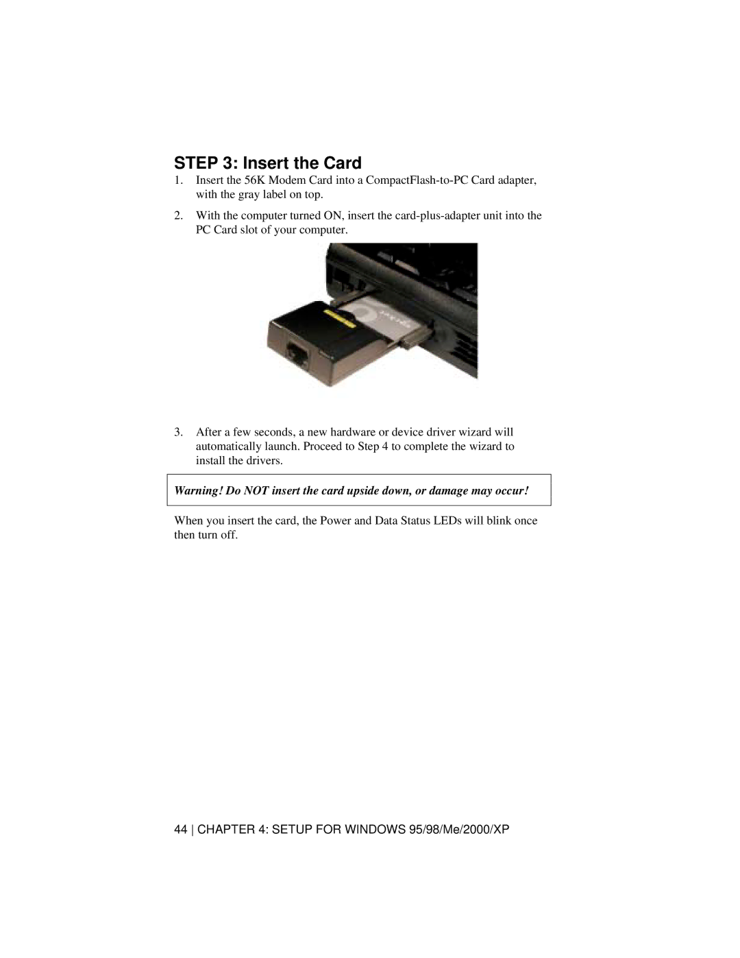 Socket Mobile 56K Modem Card manual Insert the Card 