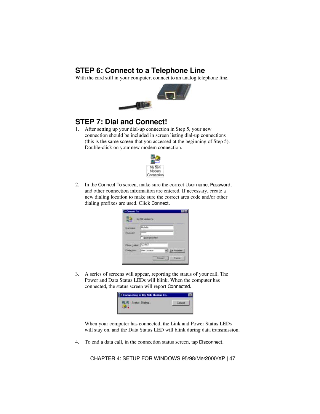 Socket Mobile 56K Modem Card manual Connect to a Telephone Line 