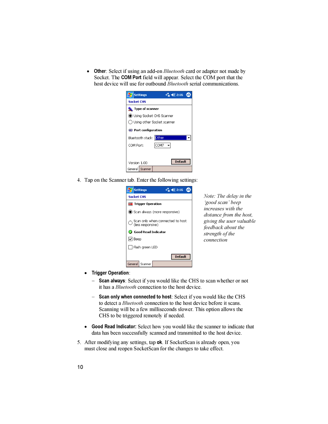 Socket Mobile 6410-00233 manual Trigger Operation 