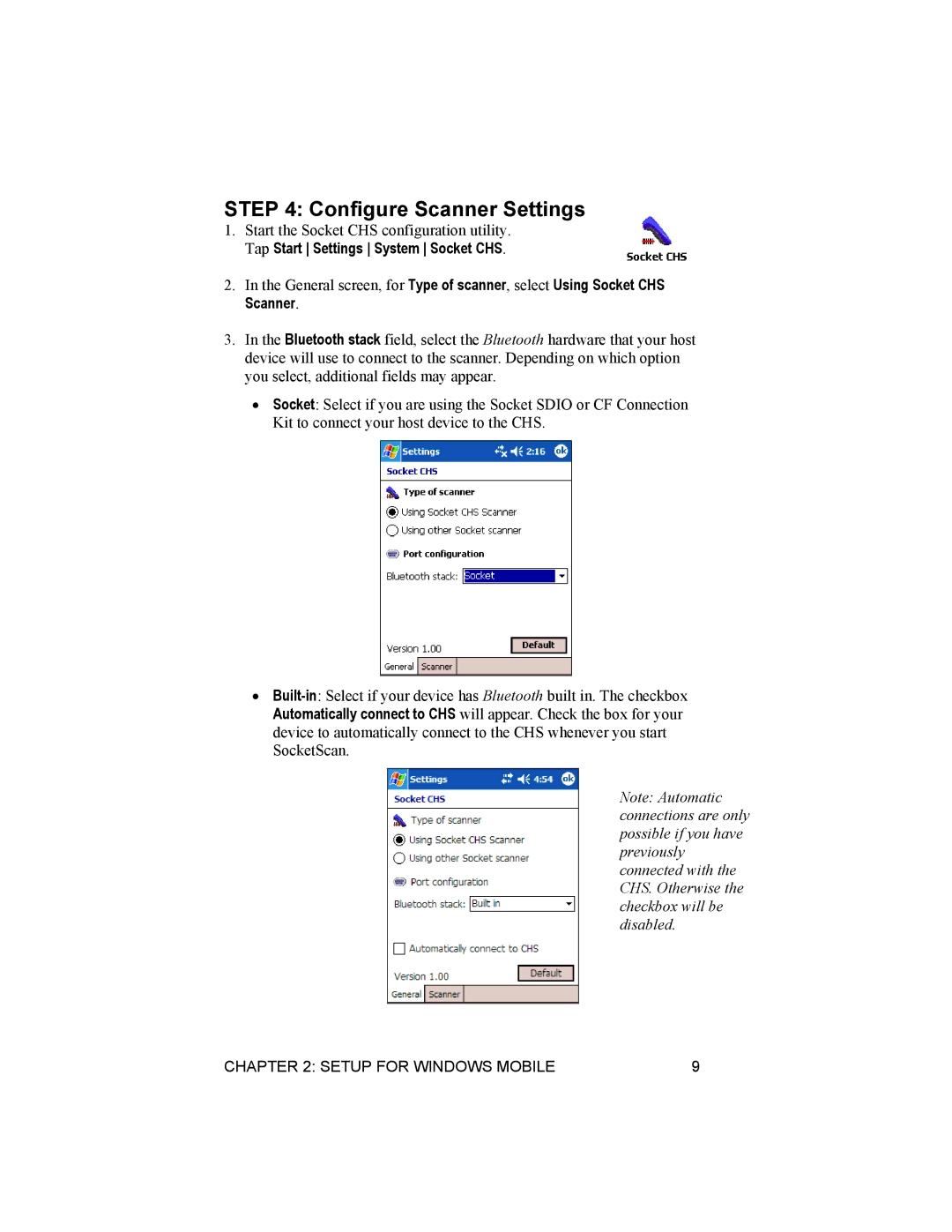 Socket Mobile 6410-00233 manual Configure Scanner Settings 