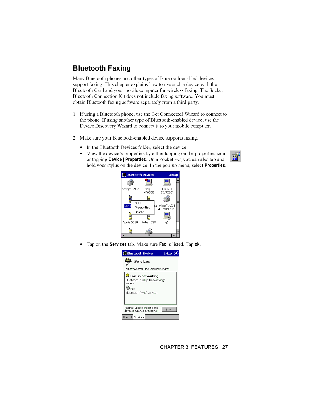 Socket Mobile Bluetooth Connection Kit manual Bluetooth Faxing 