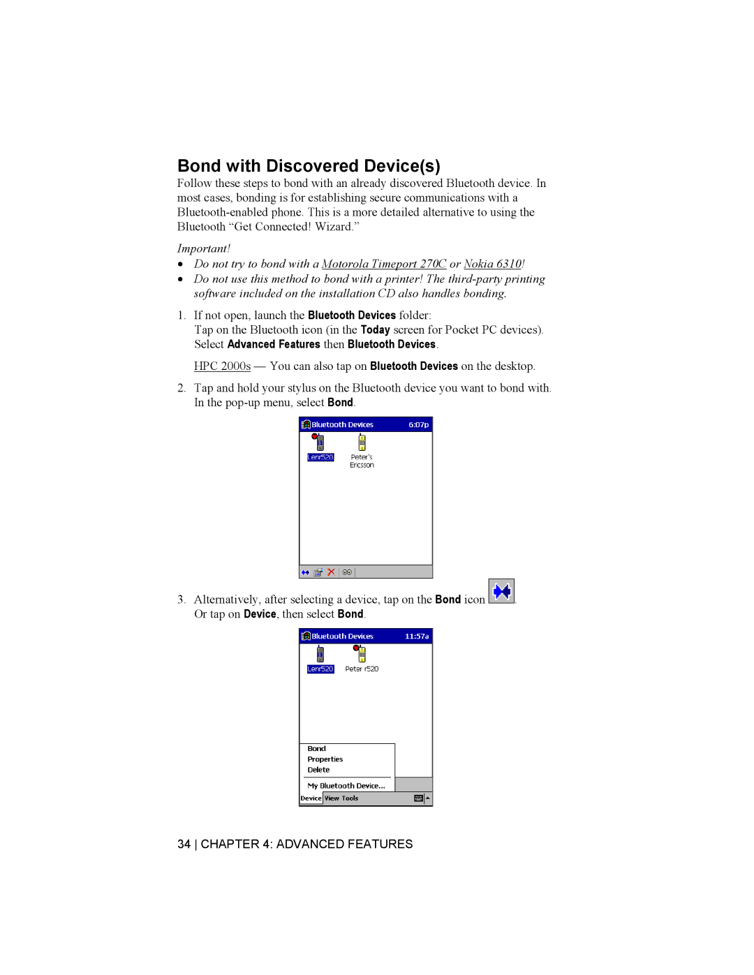 Socket Mobile Bluetooth Connection Kit manual Bond with Discovered Devices 