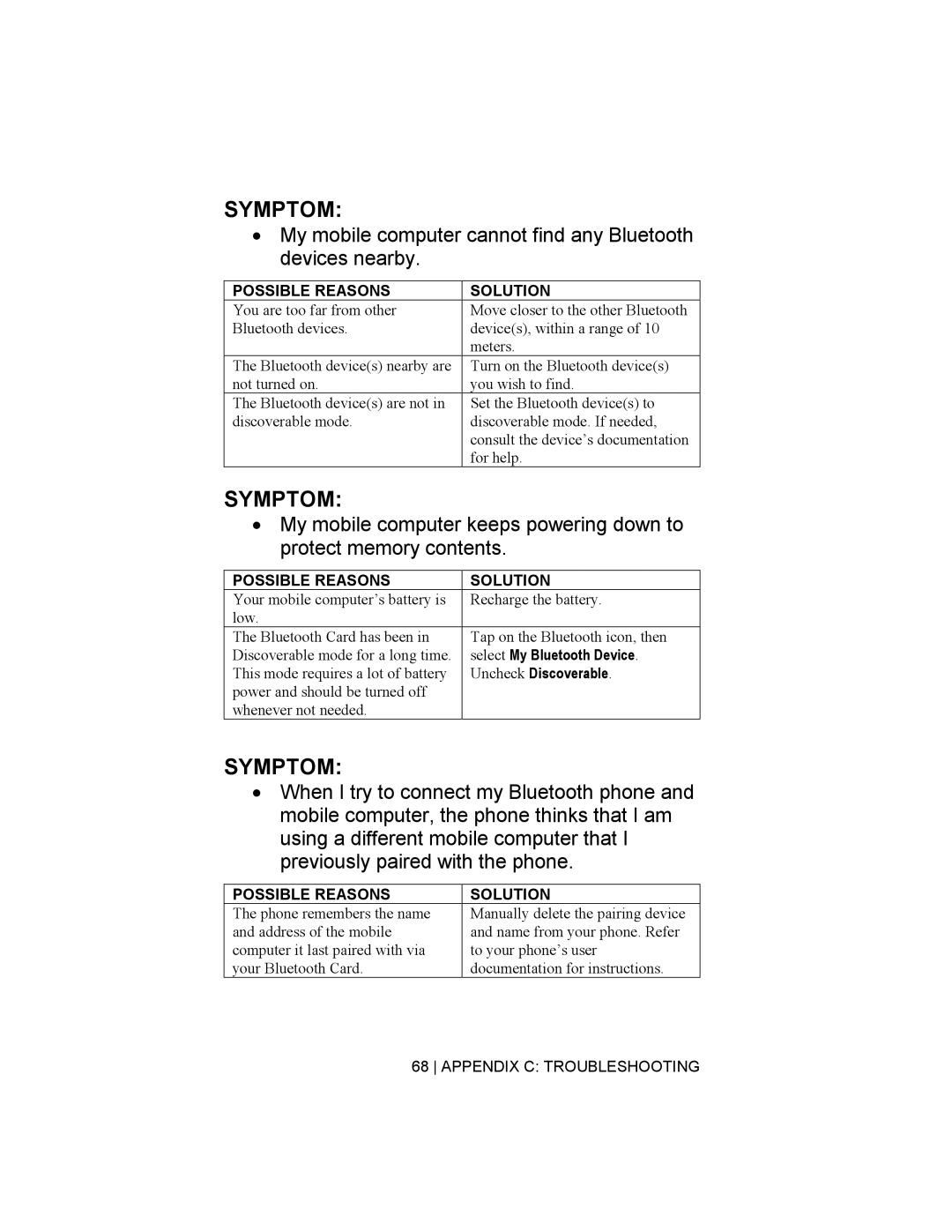 Socket Mobile Bluetooth Connection Kit manual Select My Bluetooth Device, Uncheck Discoverable 