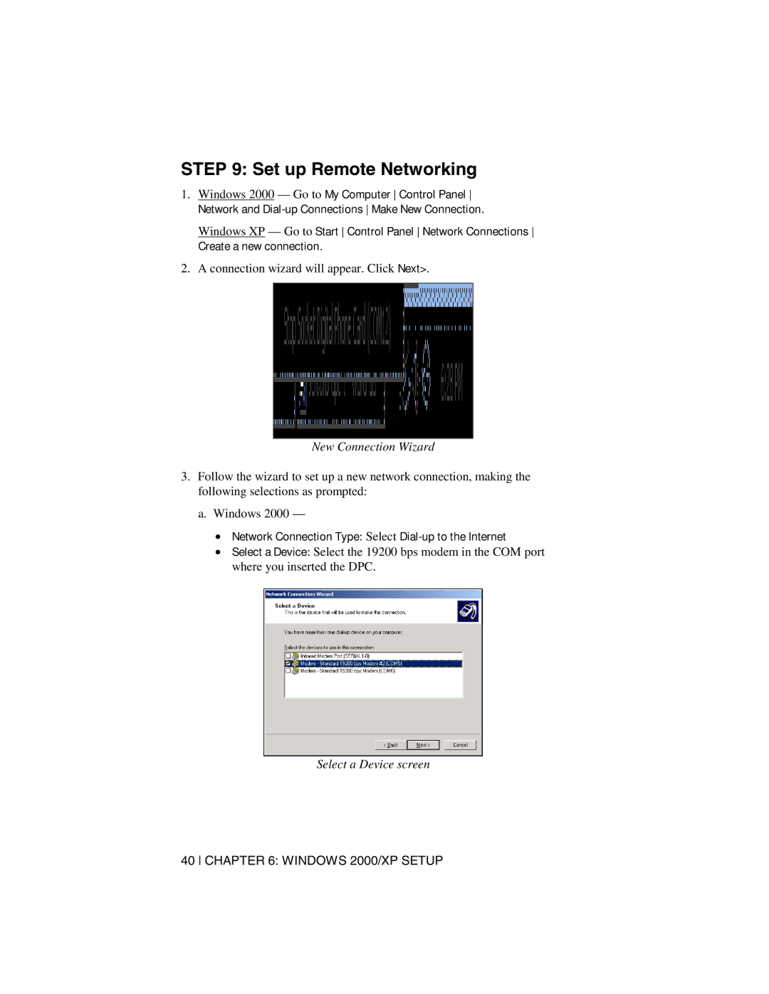 Socket Mobile Digital Phone Card for Data-Capable Mobile Phone manual New Connection Wizard, Select a Device screen 