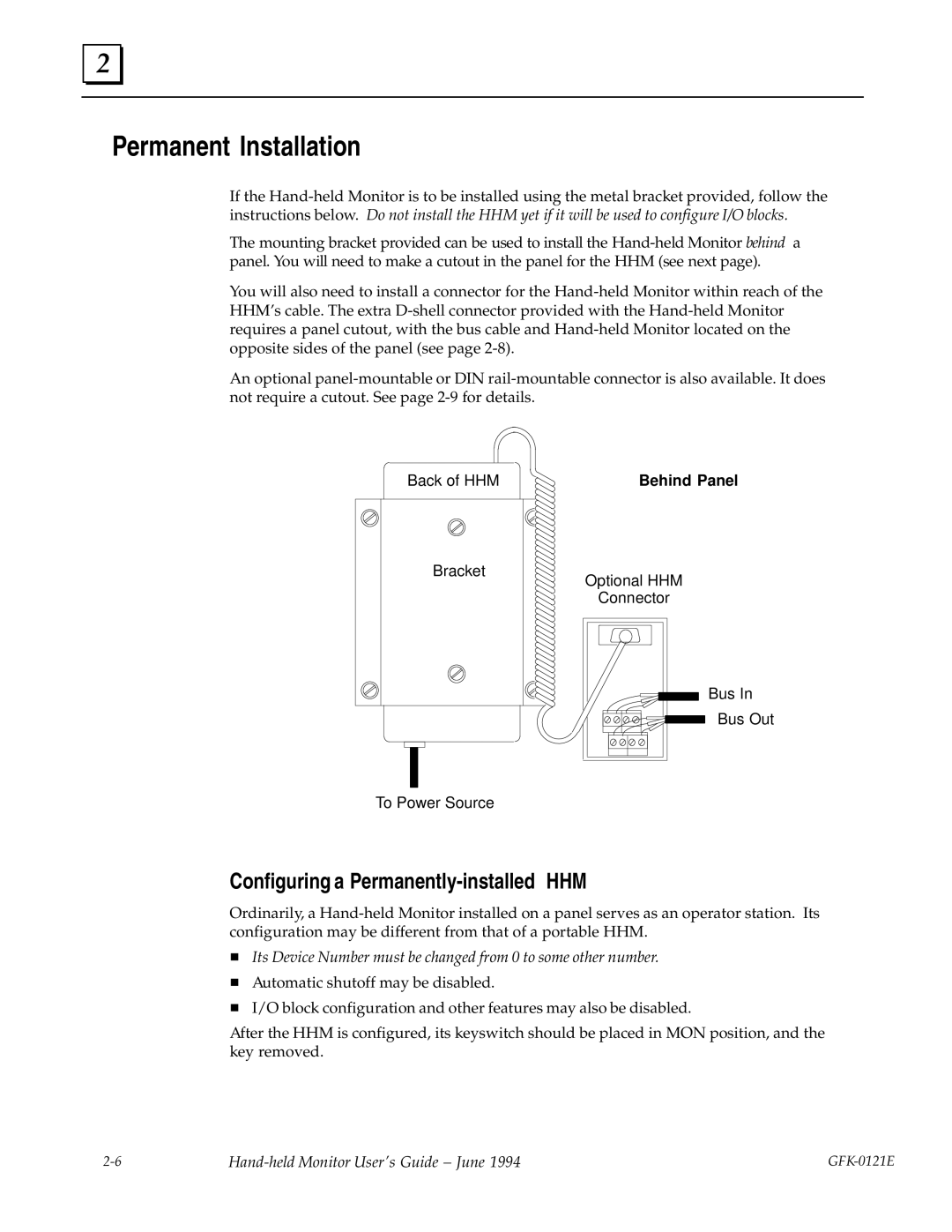 Socket Mobile GFK0121E manual Permanent Installation, Configuring a Permanently-installed HHM 