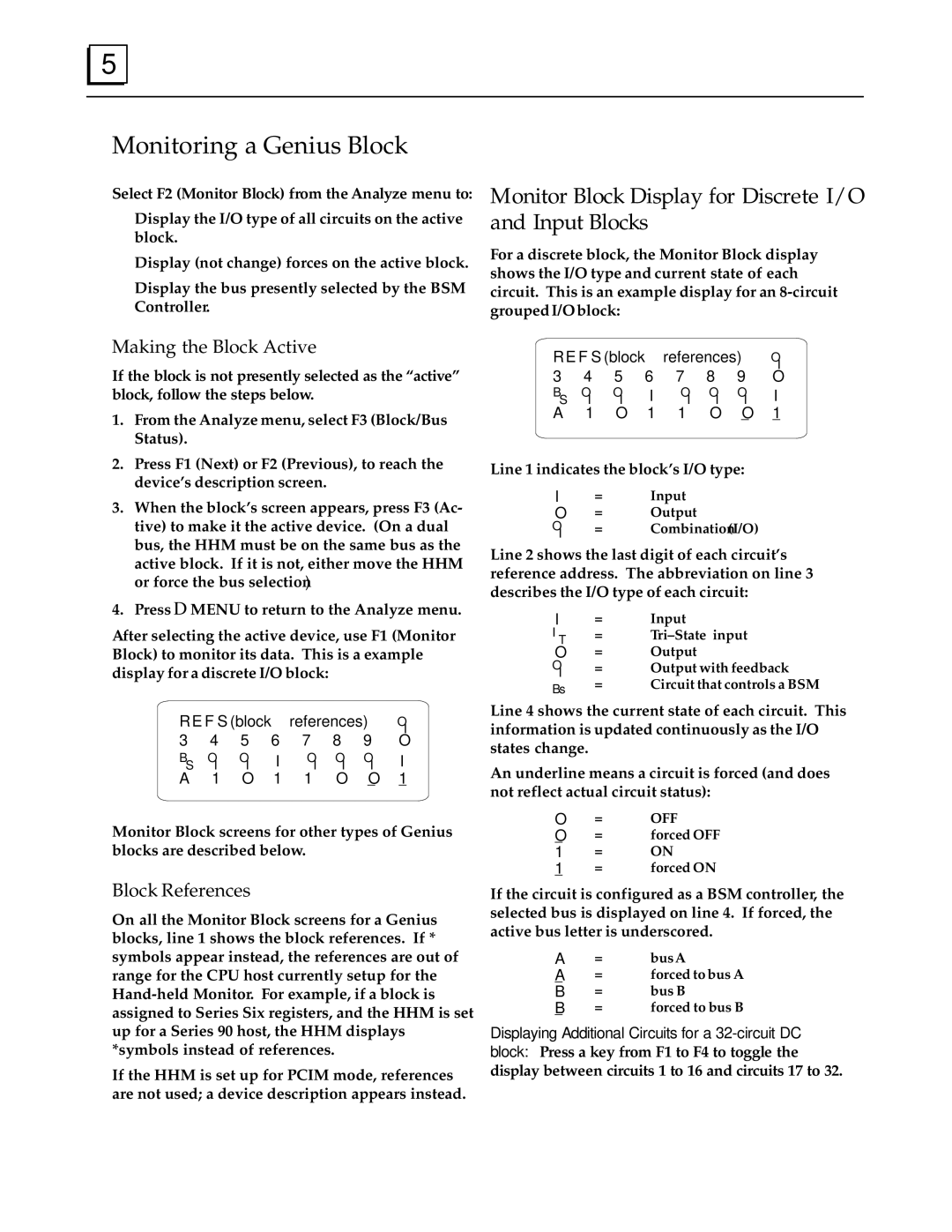 Socket Mobile GFK0121E manual Monitoring a Genius Block, Monitor Block Display for Discrete I/O and Input Blocks 