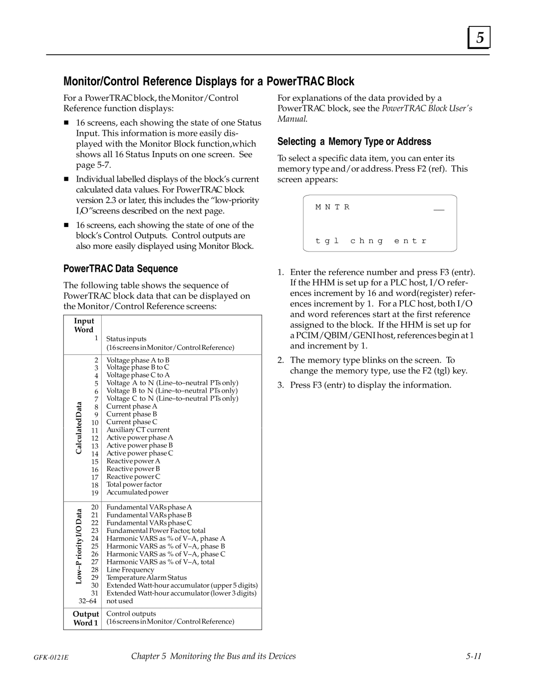 Socket Mobile GFK0121E manual Monitor/Control Reference Displays for a PowerTRAC Block, PowerTRAC Data Sequence 