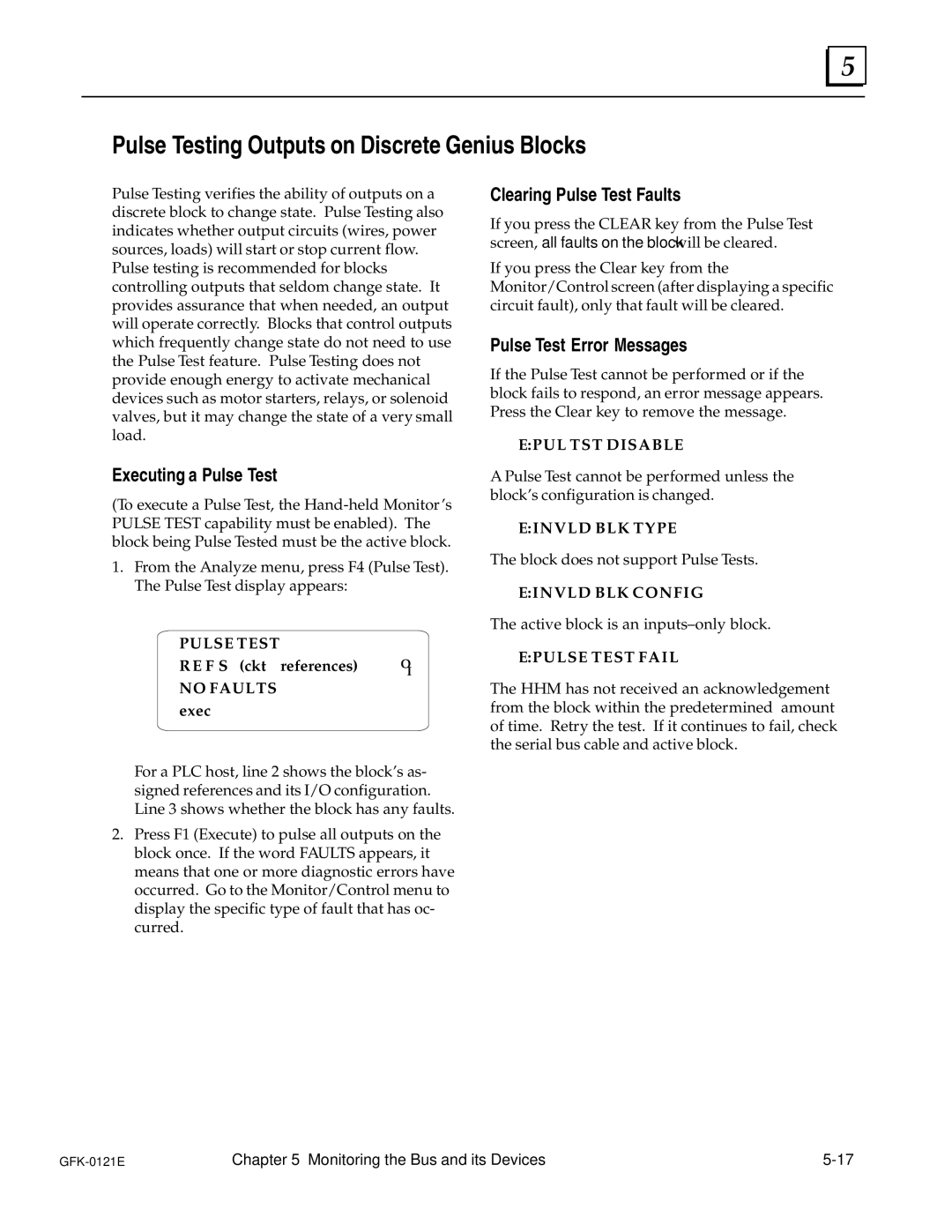 Socket Mobile GFK0121E Pulse Testing Outputs on Discrete Genius Blocks, Executing a Pulse Test, Clearing Pulse Test Faults 