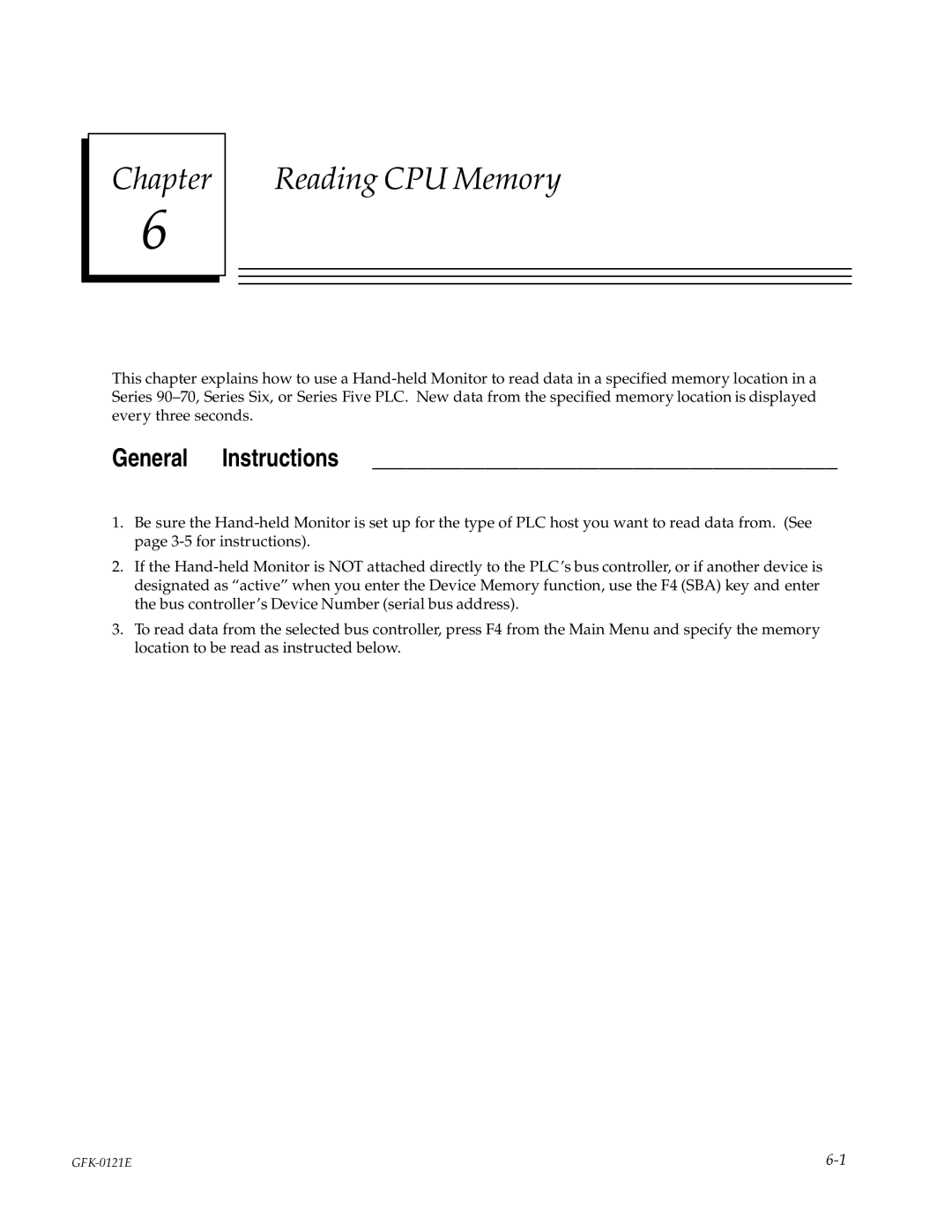 Socket Mobile GFK0121E manual Chapter Reading CPU Memory, General Instructions 