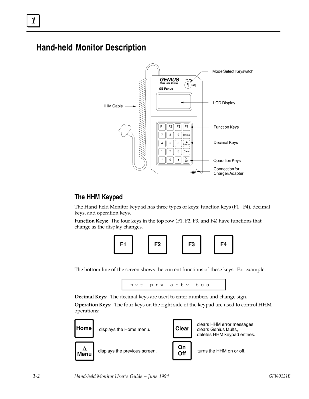 Socket Mobile GFK0121E manual Hand-held Monitor Description, HHM Keypad 