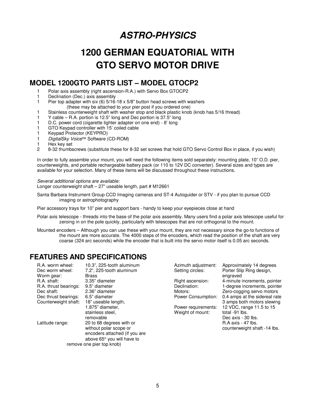 Socket Mobile manual Model 1200GTO Parts List Model GTOCP2, Features and Specifications 