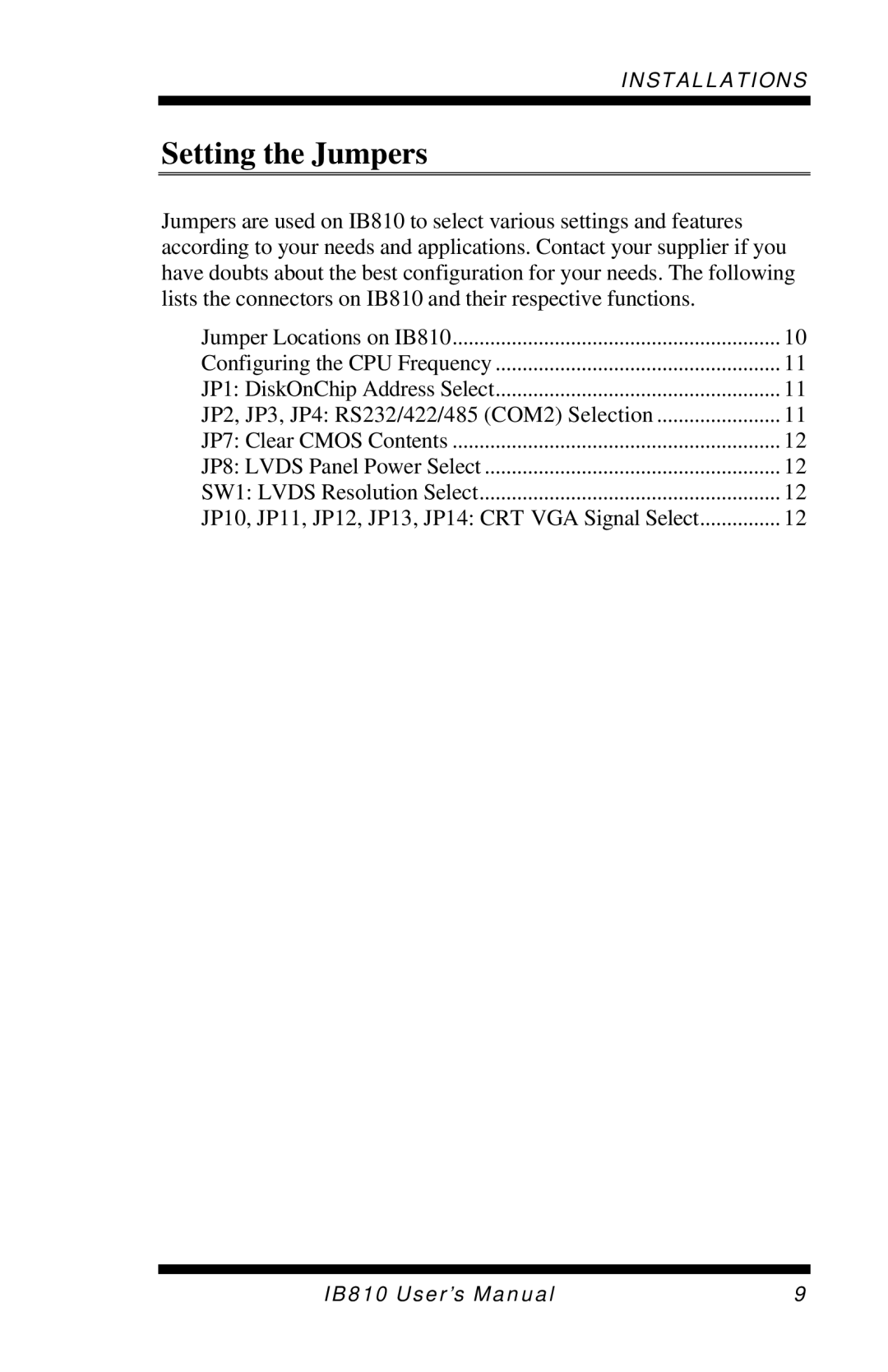 Socket Mobile IB810 user manual Setting the Jumpers 