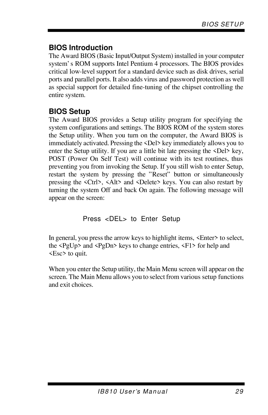 Socket Mobile IB810 user manual Bios Introduction, Bios Setup 