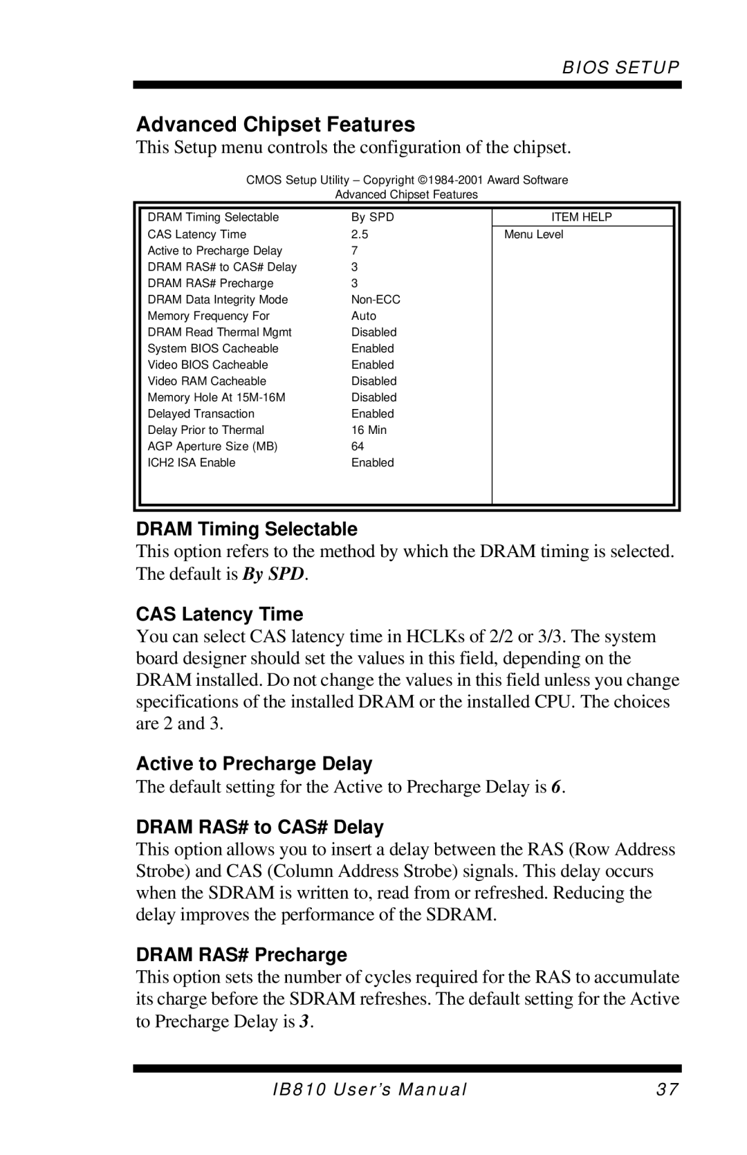 Socket Mobile IB810 user manual Advanced Chipset Features 