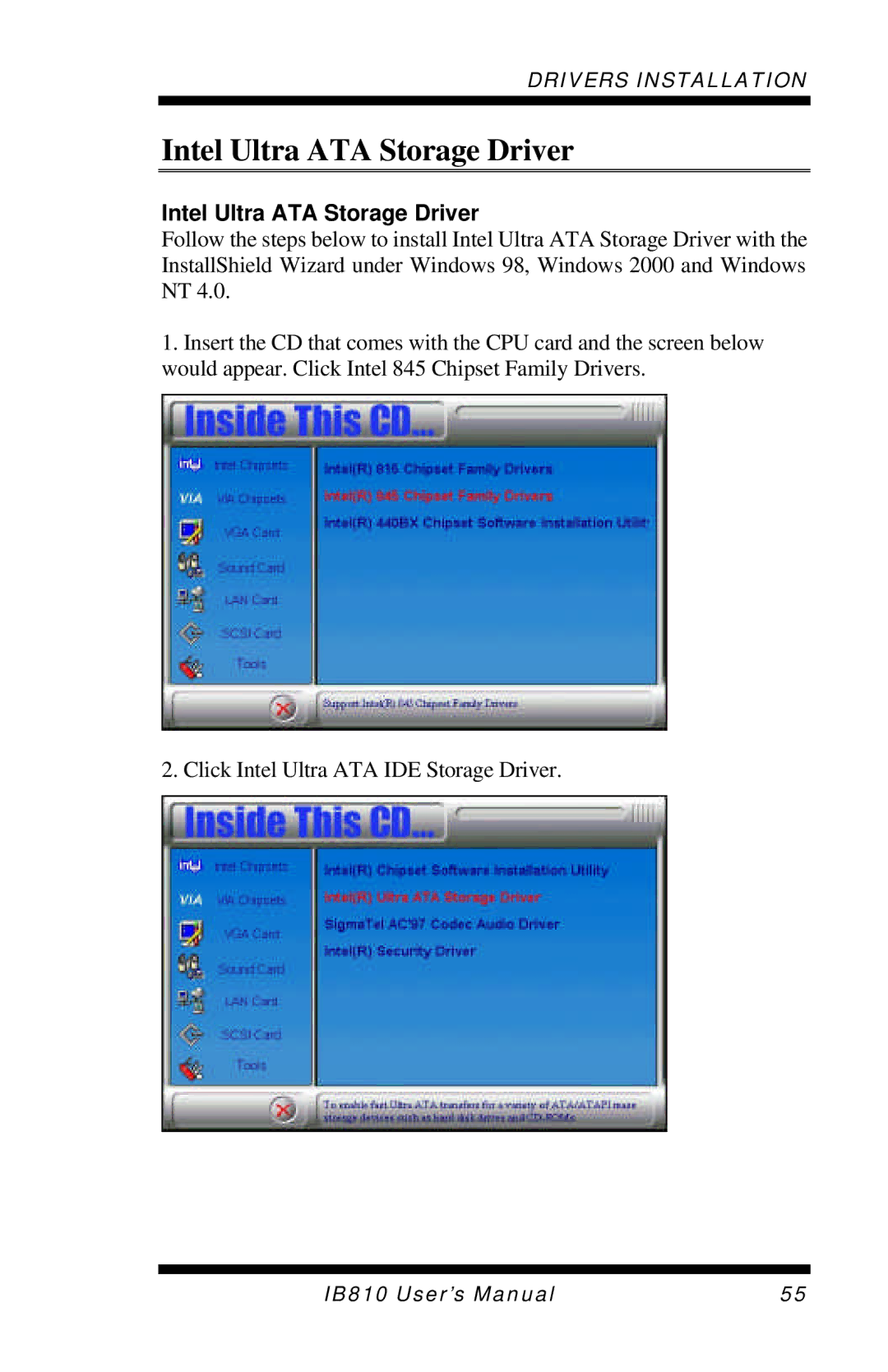 Socket Mobile IB810 user manual Intel Ultra ATA Storage Driver 