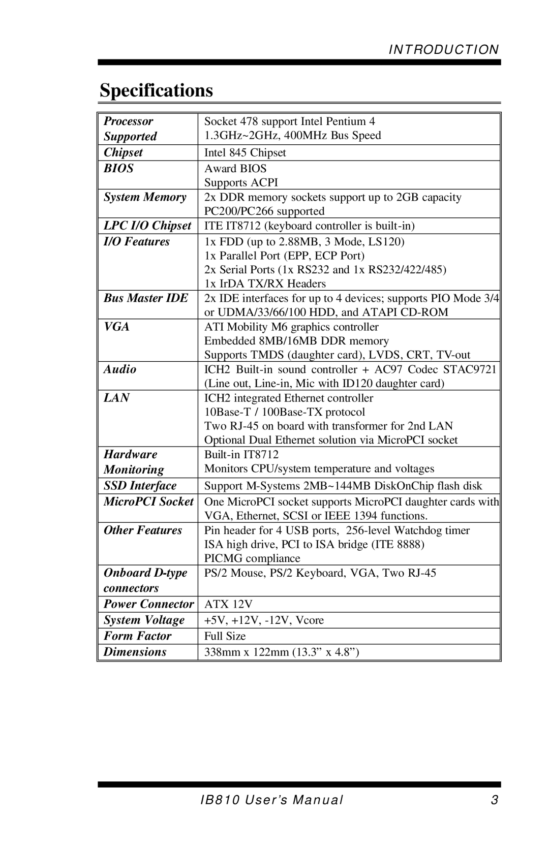 Socket Mobile IB810 user manual Specifications, Bios 