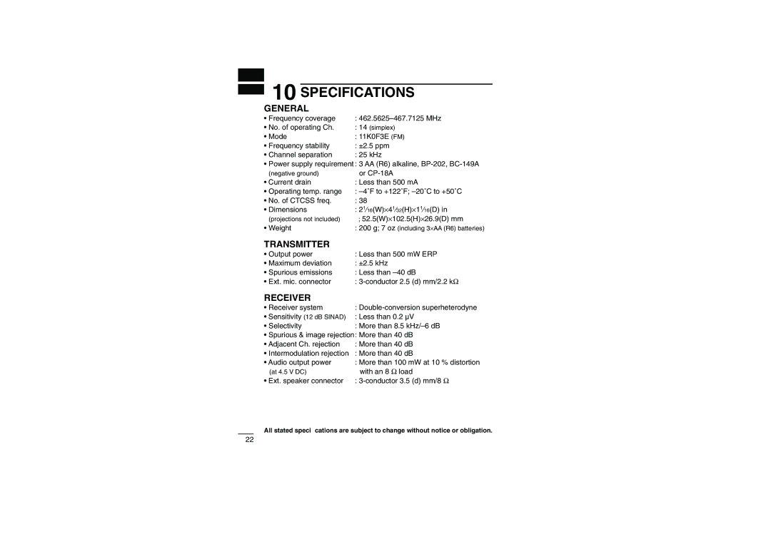 Socket Mobile IC-4088A instruction manual Specifications, General 