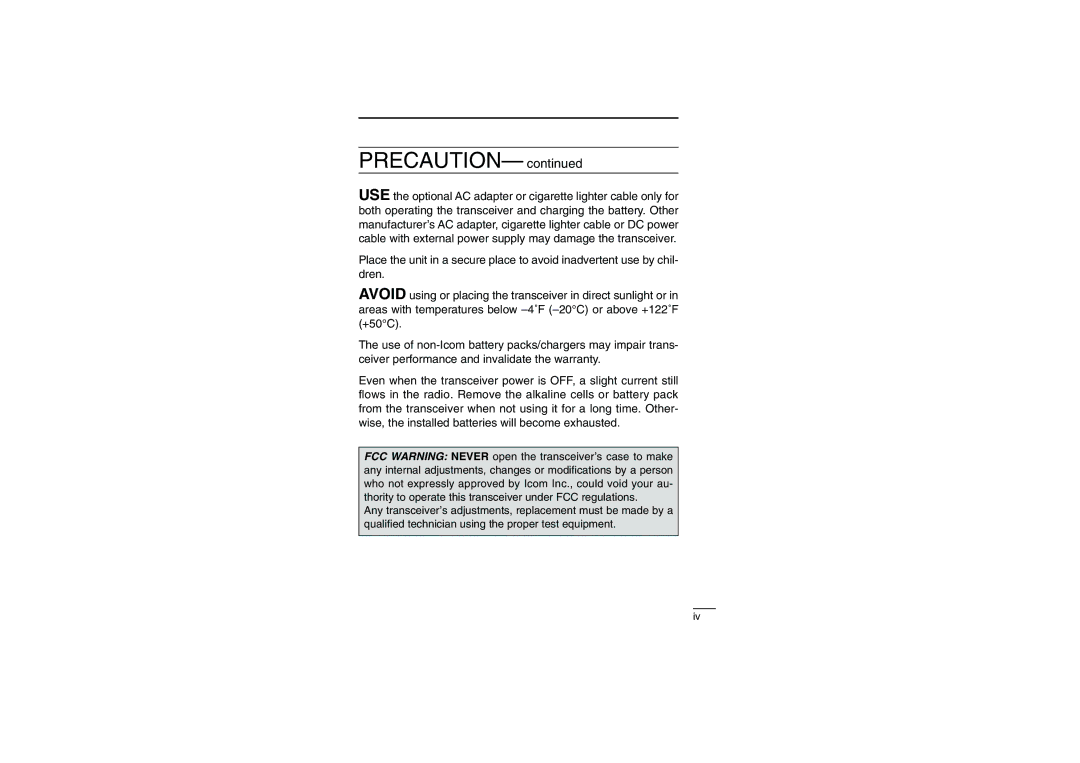 Socket Mobile IC-4088A instruction manual Precaution 