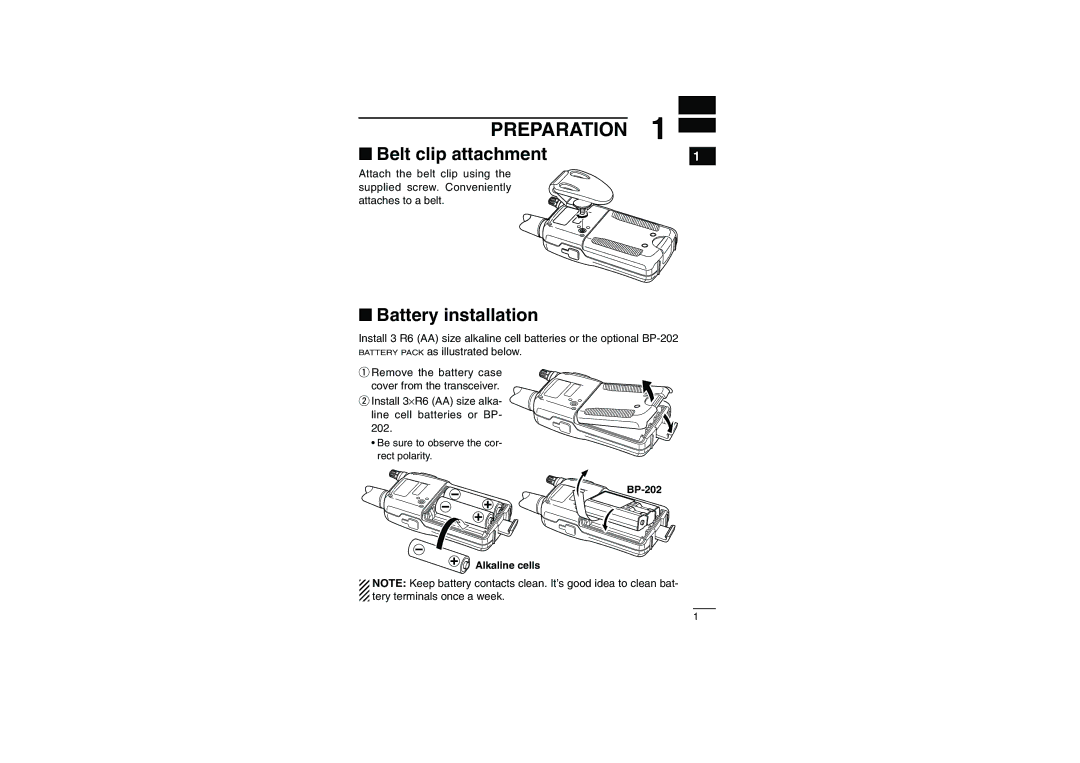 Socket Mobile IC-4088A instruction manual Battery installation, BP-202 Alkaline cells 