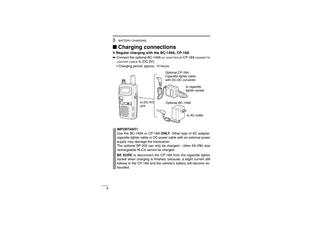 Socket Mobile IC-4088A instruction manual Charging connections, DRegular charging with the BC-149A, CP-18A 